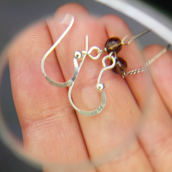 Sterling Silver Minimalist Grey Crystal Chain Earrings - Picture 3 of 3